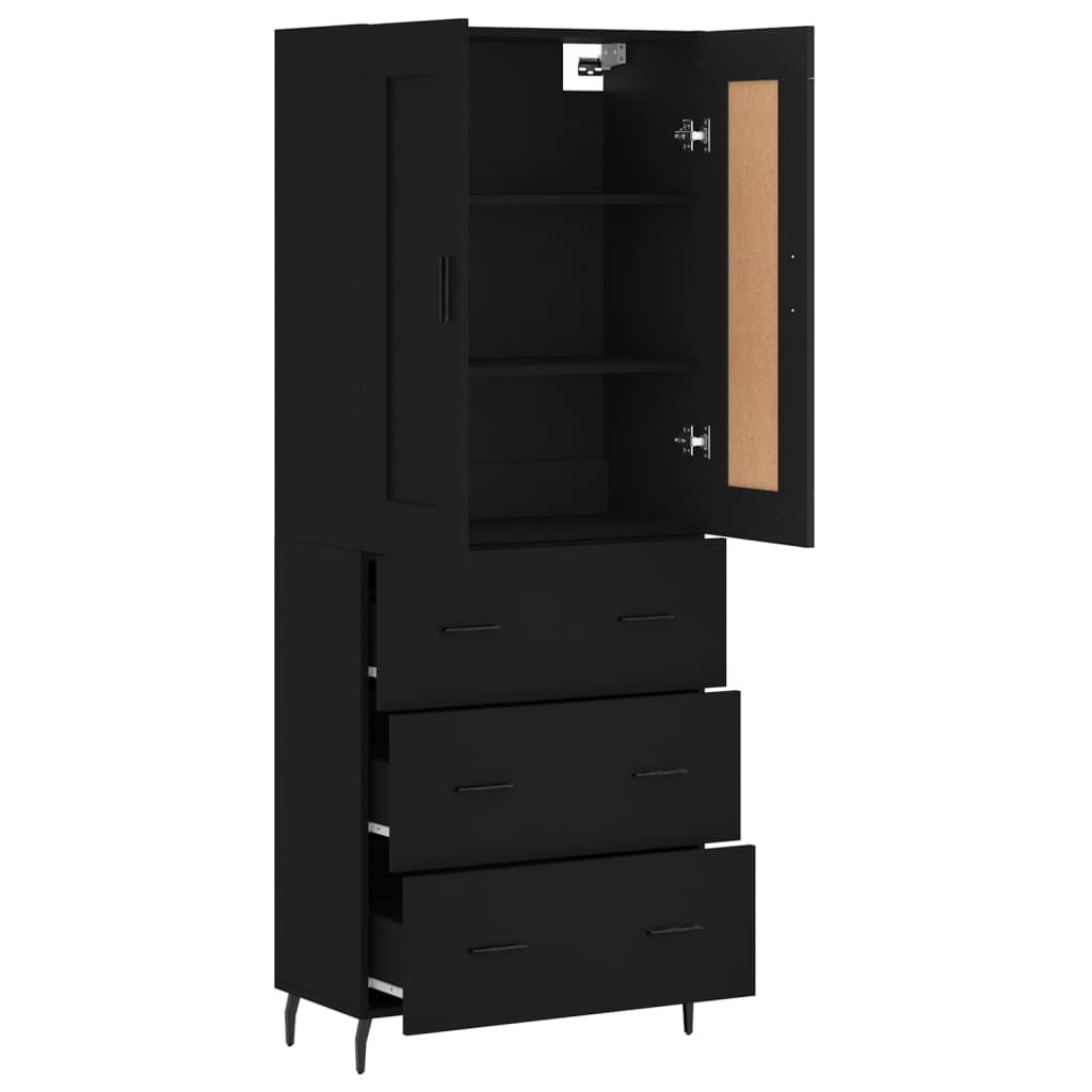 vidaXL Highboard Black 69.5x34x180 cm Engineered Wood