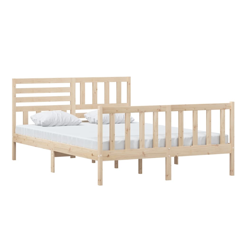 vidaXL Bed Frame without Mattress Solid Wood 140x200 cm (810082+814144)