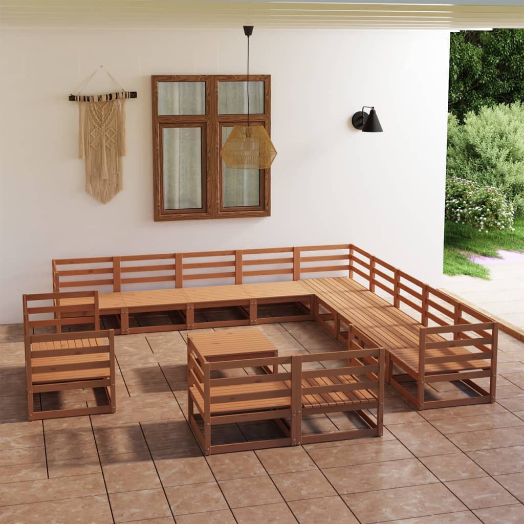 vidaXL 14 Piece Garden Lounge Set Solid Pinewood