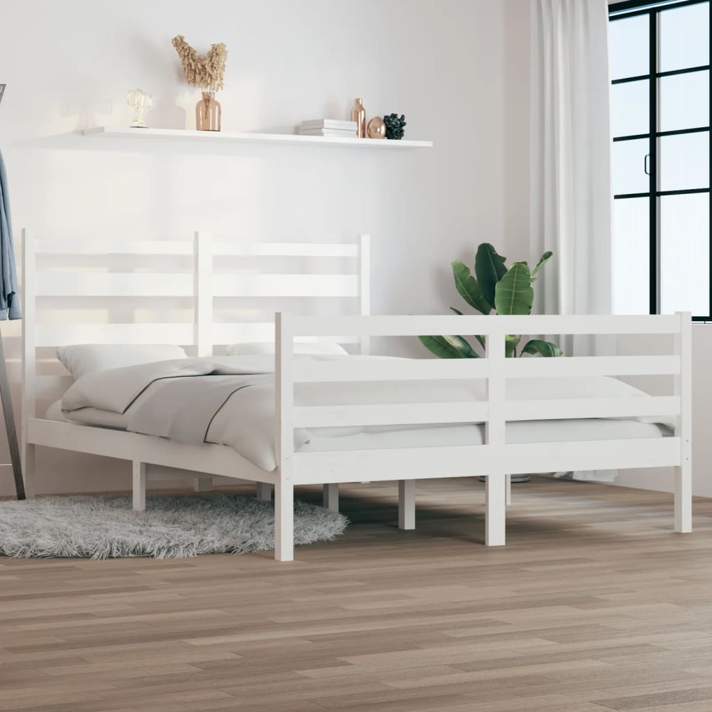 vidaXL Bed Frame without Mattress Solid Wood Pine 140x200 cm White