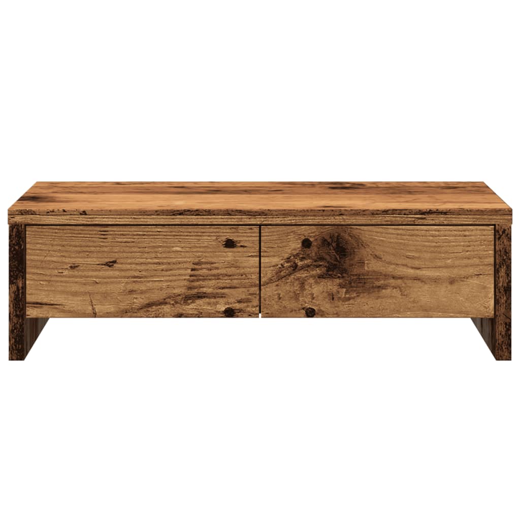 vidaXL Monitor Stand with Drawers Old Wood 50x27x15 cm Engineered Wood