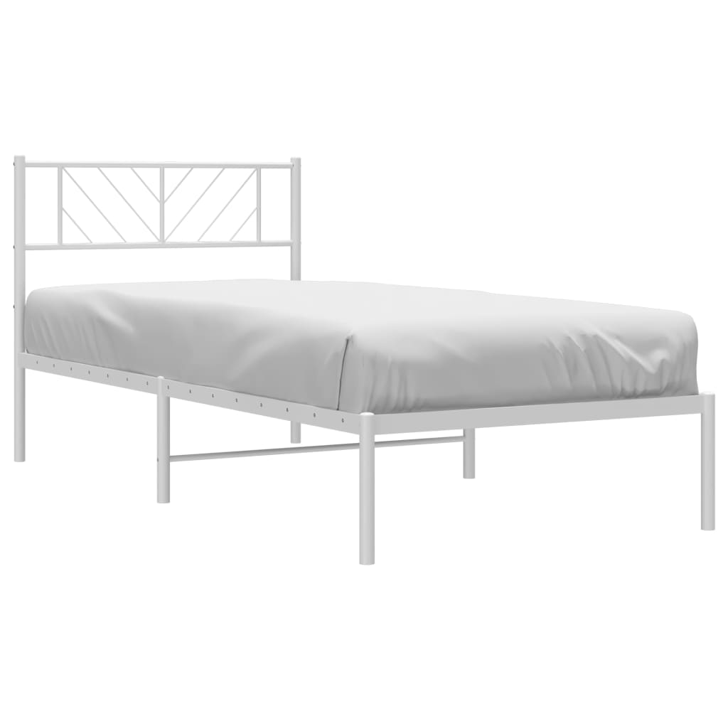 vidaXL Metal Bed Frame without Mattress with Headboard White 100x190 cm