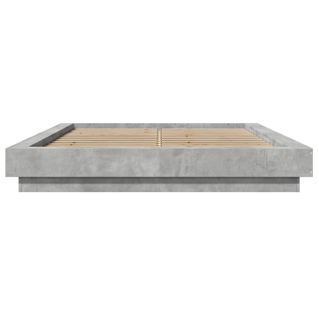 vidaXL Bed Frame with LED Lights without Mattress Concrete Grey 135x190 cm Double