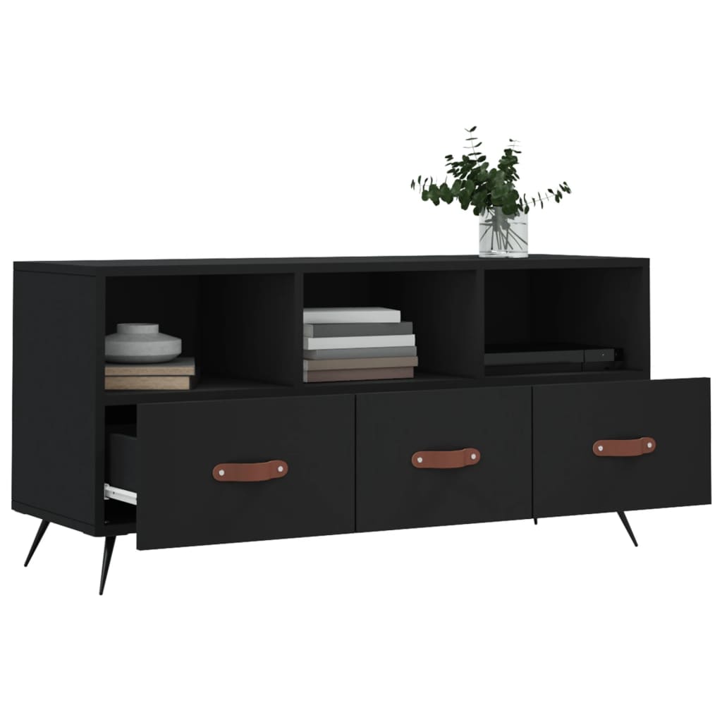 vidaXL TV Cabinet Black 102x36x50 cm Engineered Wood