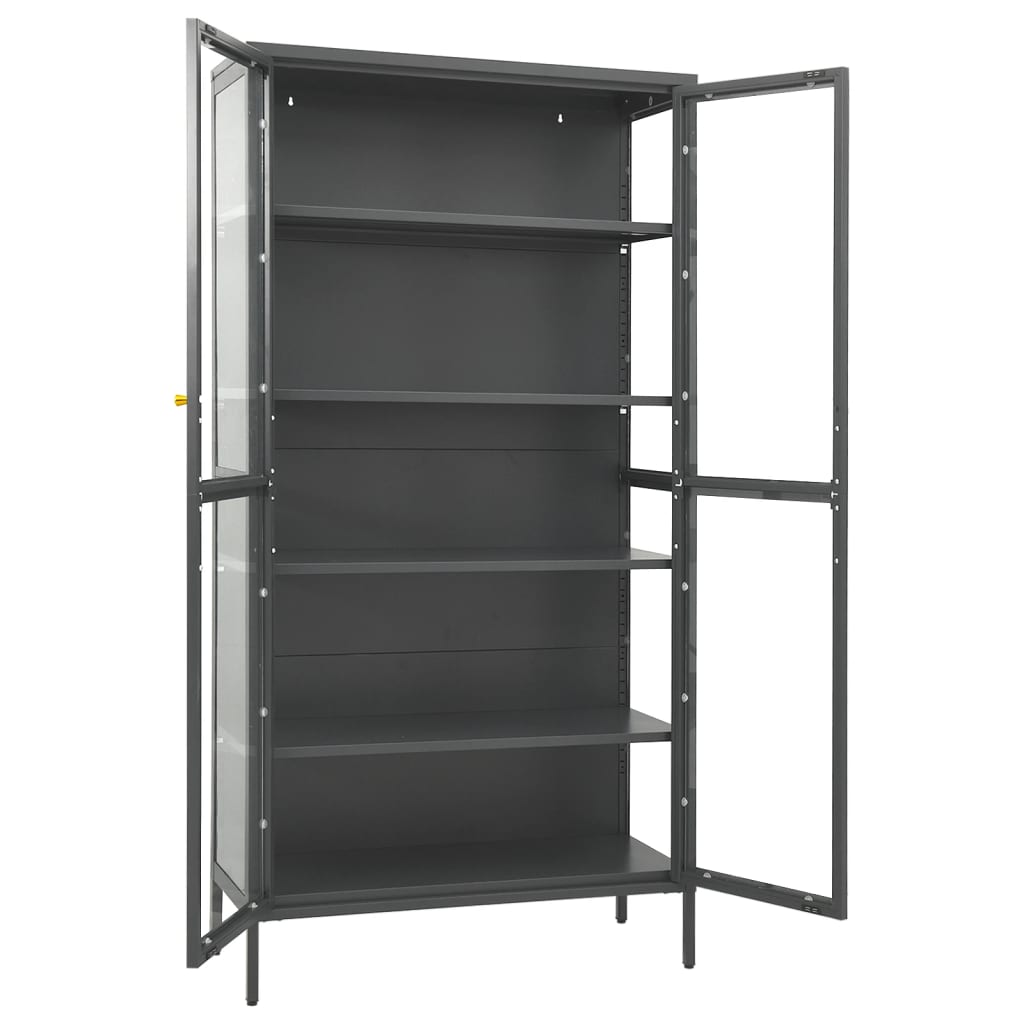 vidaXL Display Cabinet Anthracite 90x40x180 cm Steel and Tempered Glass