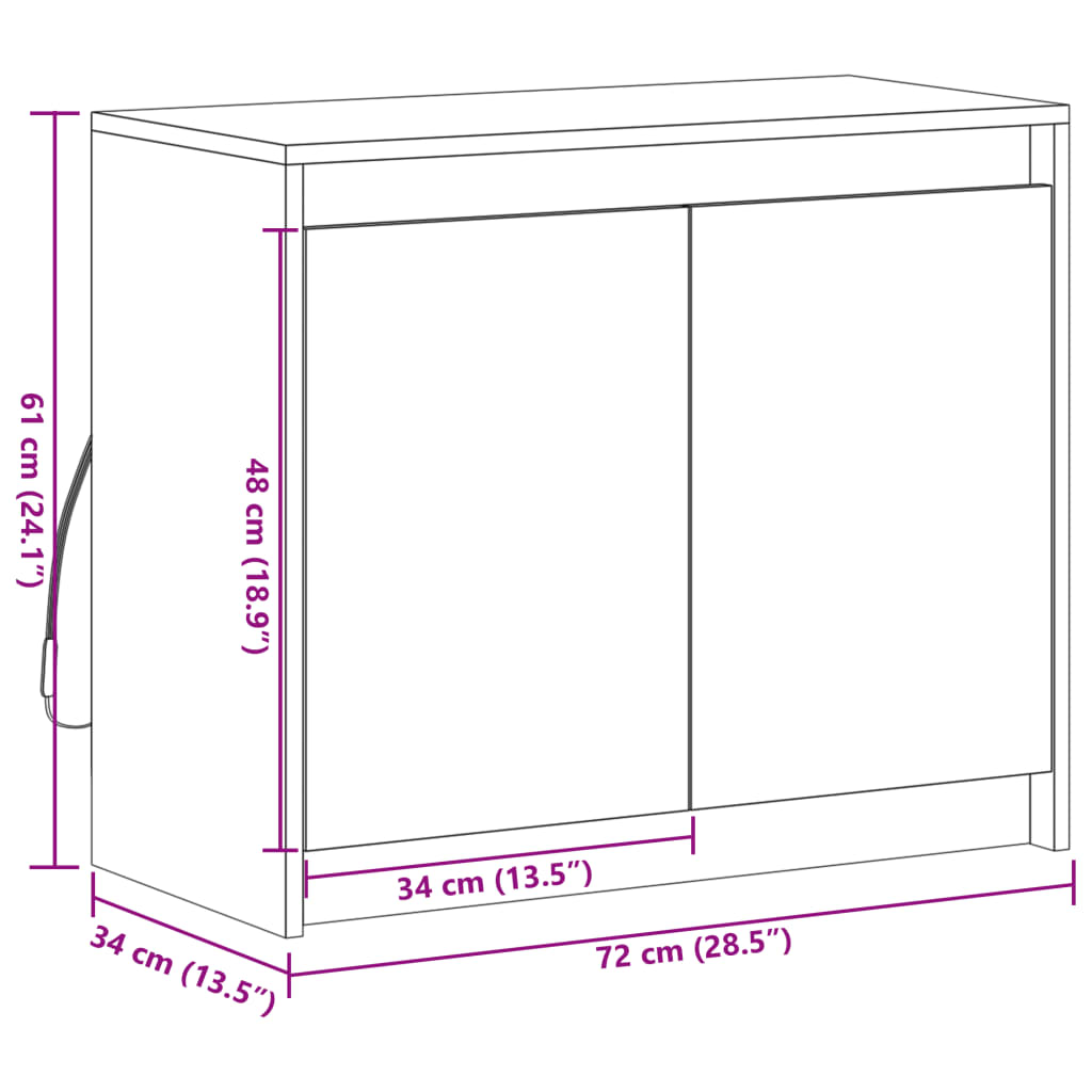 vidaXL Sideboard with LED Smoked Oak 72x34x61 cm Engineered Wood