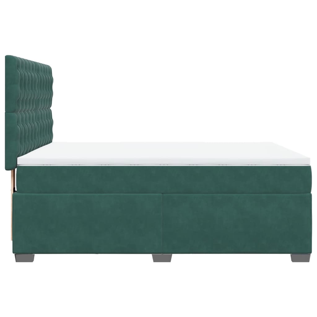 vidaXL Box Spring Bed with Mattress Dark Green 140x190 cm Velvet