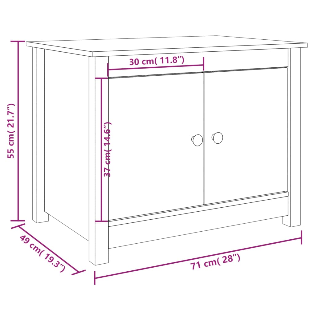 vidaXL Coffee Table Grey 71x49x55 cm Solid Wood Pine