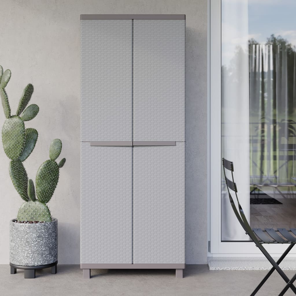 vidaXL Storage Cabinet with 2 Doors 68x37.5x170 cm Light Grey and Beige