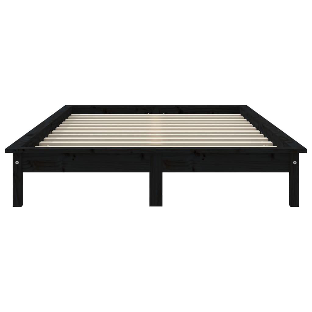 vidaXL Bed Frame without Mattress Black Double Solid Wood