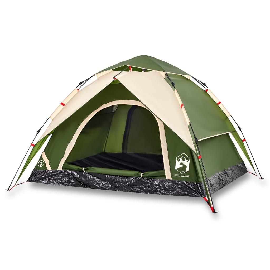 vidaXL Camping Tent Dome 3-Person Green Quick Release