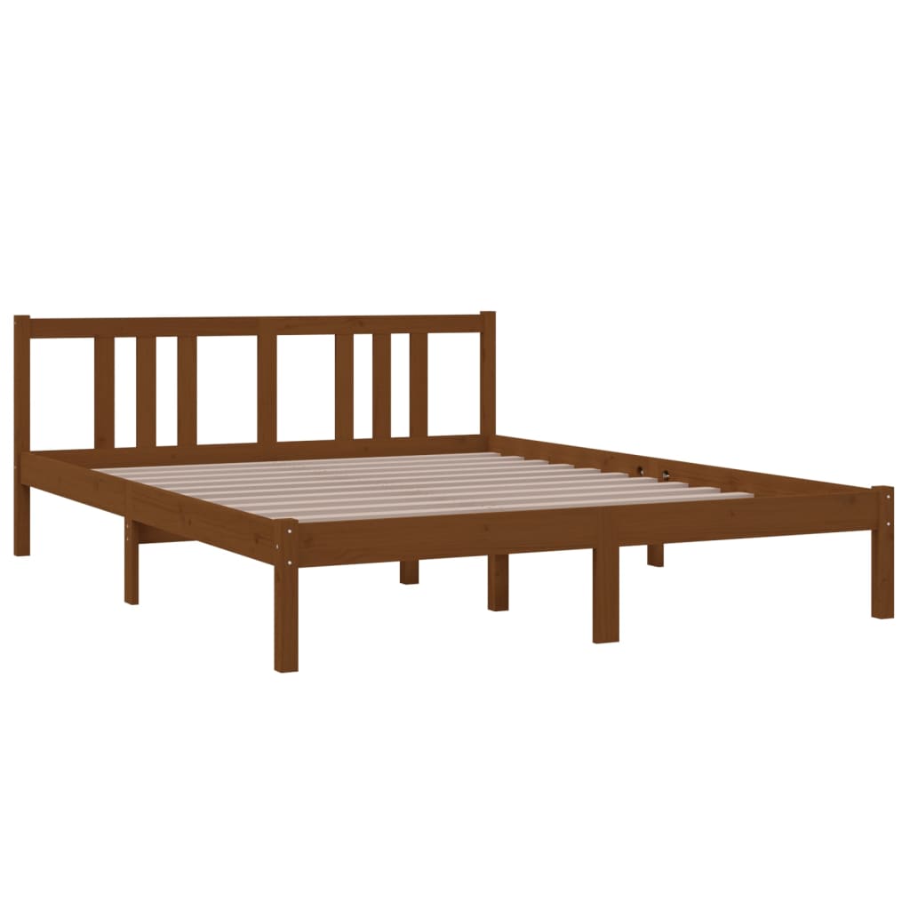 vidaXL Bed Frame without Mattress Honey Brown Solid Wood 150x200 cm King Size