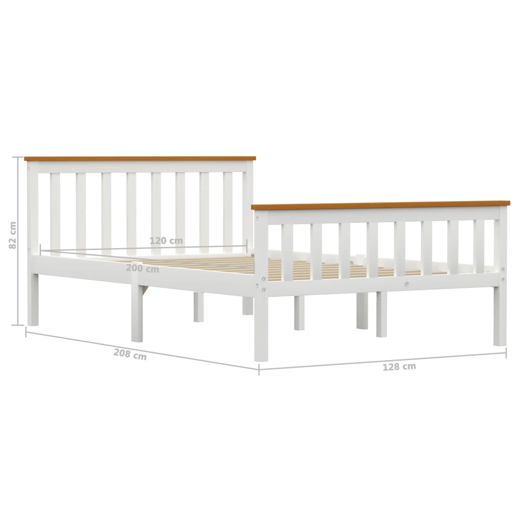 vidaXL Bed Frame without Mattress White Solid Pinewood 120x200 cm