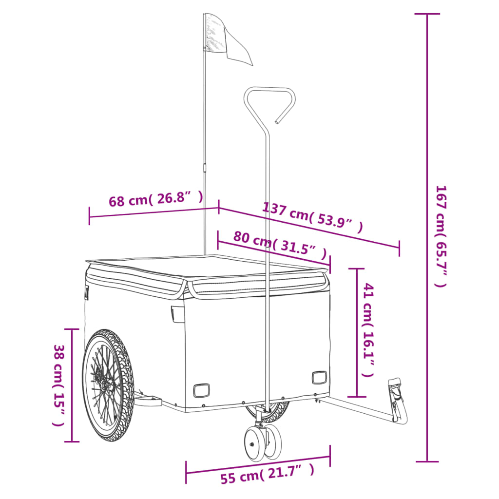 vidaXL Bike Trailer Black and Yellow 45 kg Iron