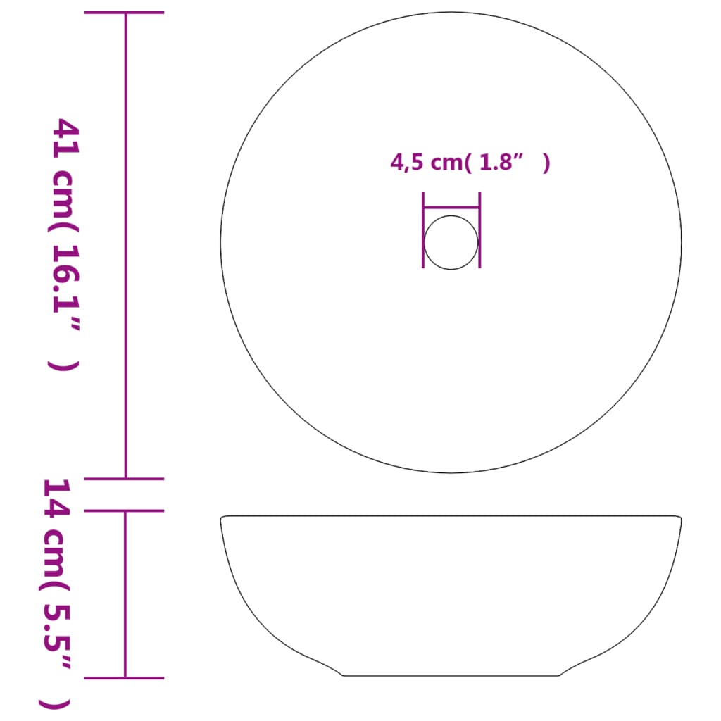 vidaXL Countertop Basin White and Blue Round Φ41x14 cm Ceramic