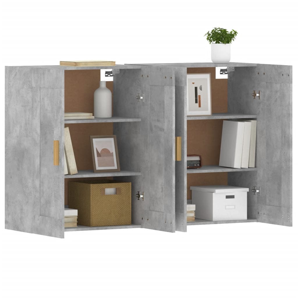 vidaXL Wall Mounted Cabinets 2 pcs Concrete Grey Engineered Wood