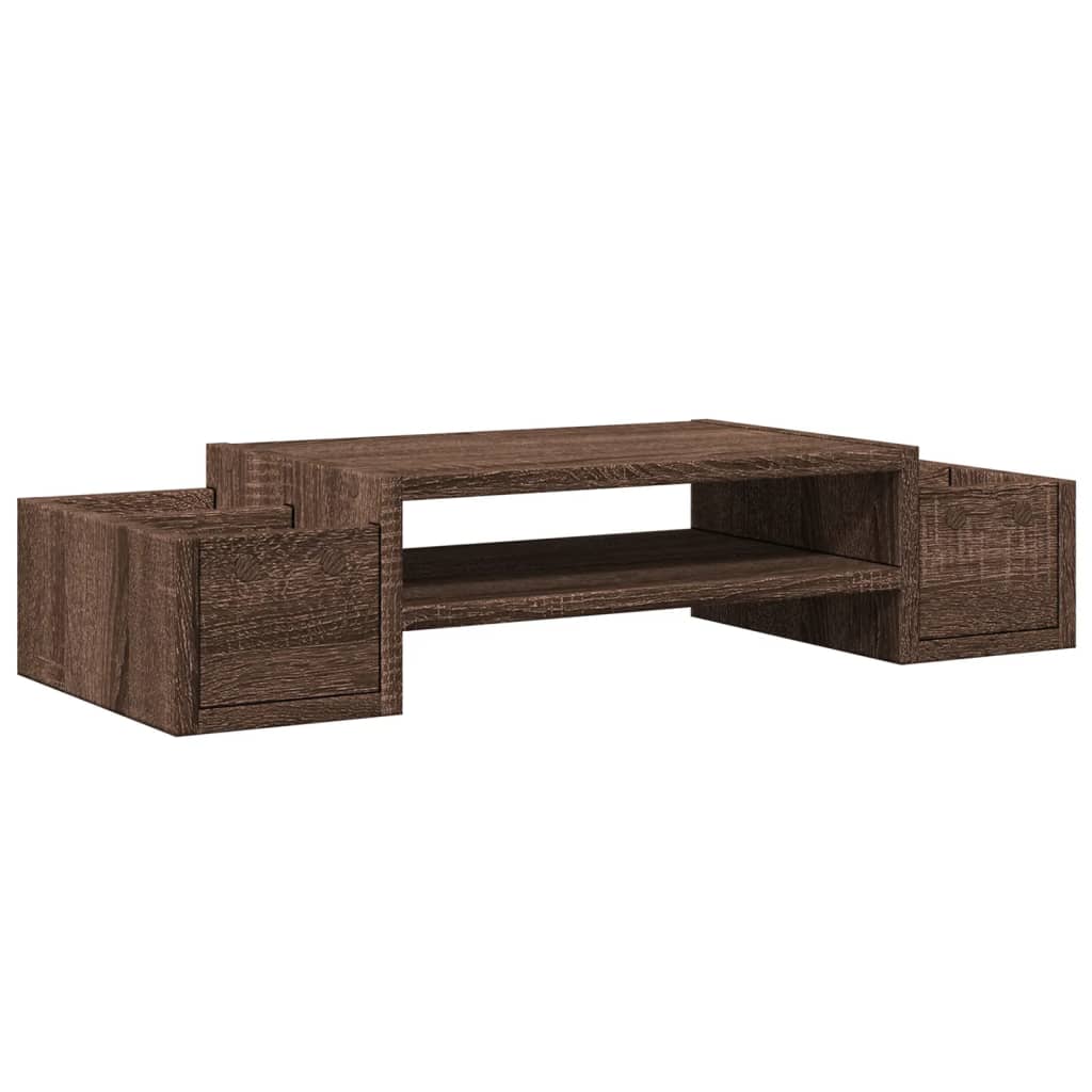 vidaXL Monitor Stand with Storage Brown Oak 70x27x15 cm Engineered Wood