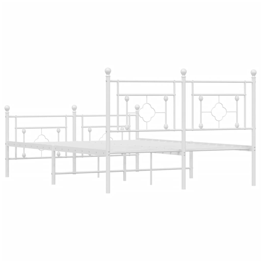 vidaXL Metal Bed Frame without Mattress with Footboard White 140x200 cm