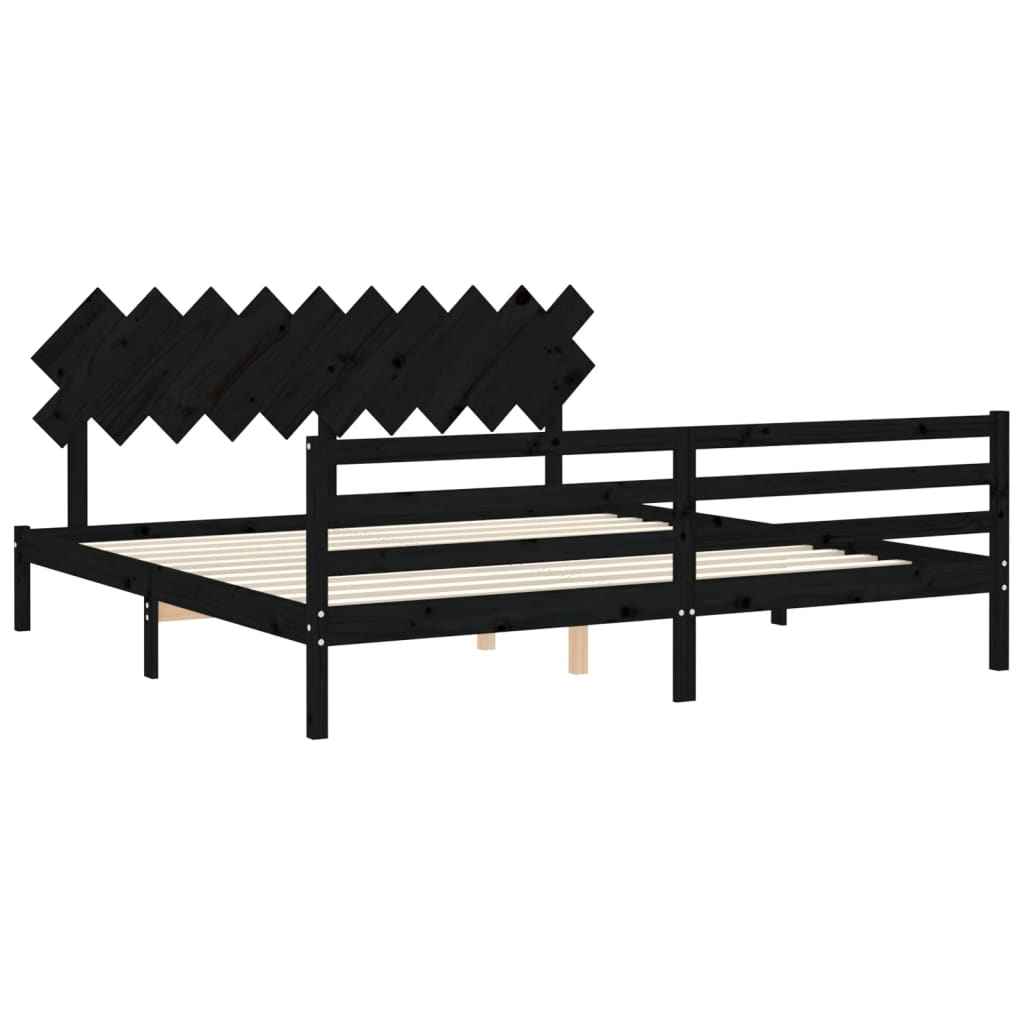 vidaXL Bed Frame without Mattress Black 200x200 cm Solid Wood