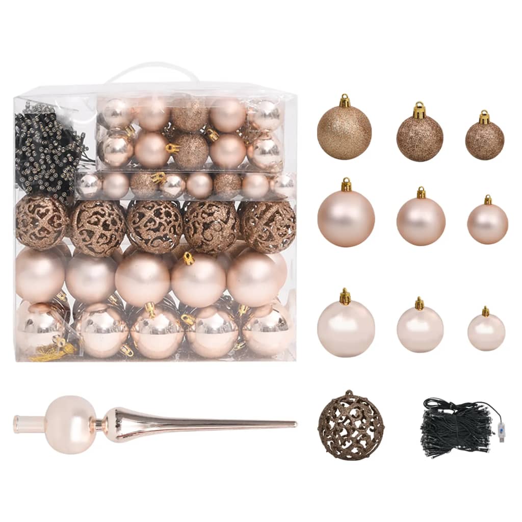 vidaXL Artificial Pre-lit Christmas Tree with Ball Set&Pine Cones 210 cm