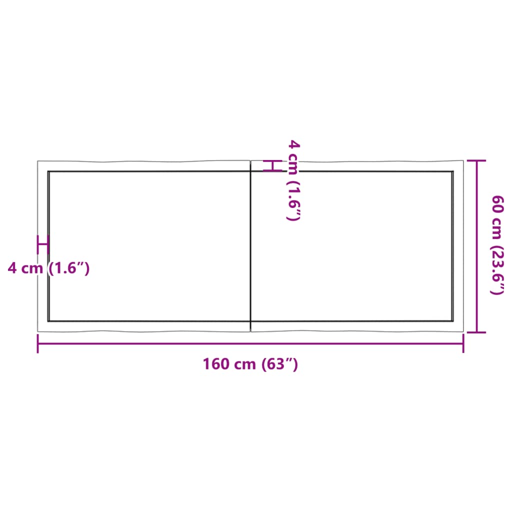 vidaXL Table Top 160x60x(2-6) cm Untreated Solid Wood Live Edge