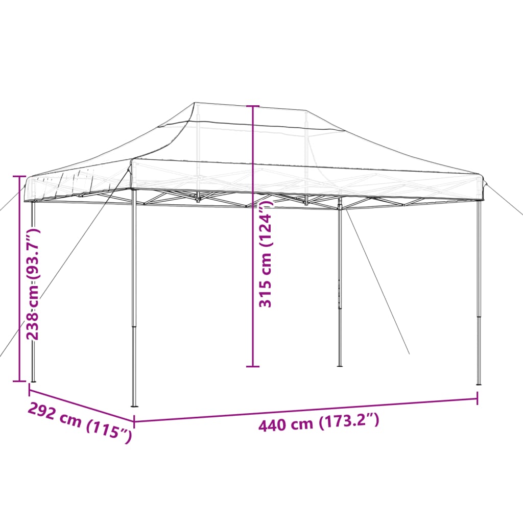 vidaXL Foldable Party Tent Pop-Up Brown 440x292x315 cm