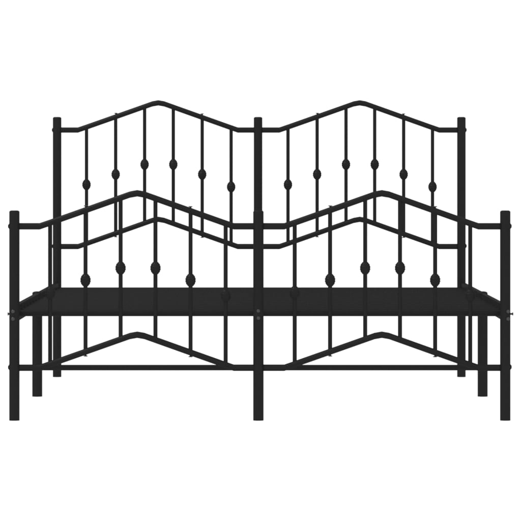 vidaXL Metal Bed Frame without Mattress with Footboard Black 150x200 cm King Size