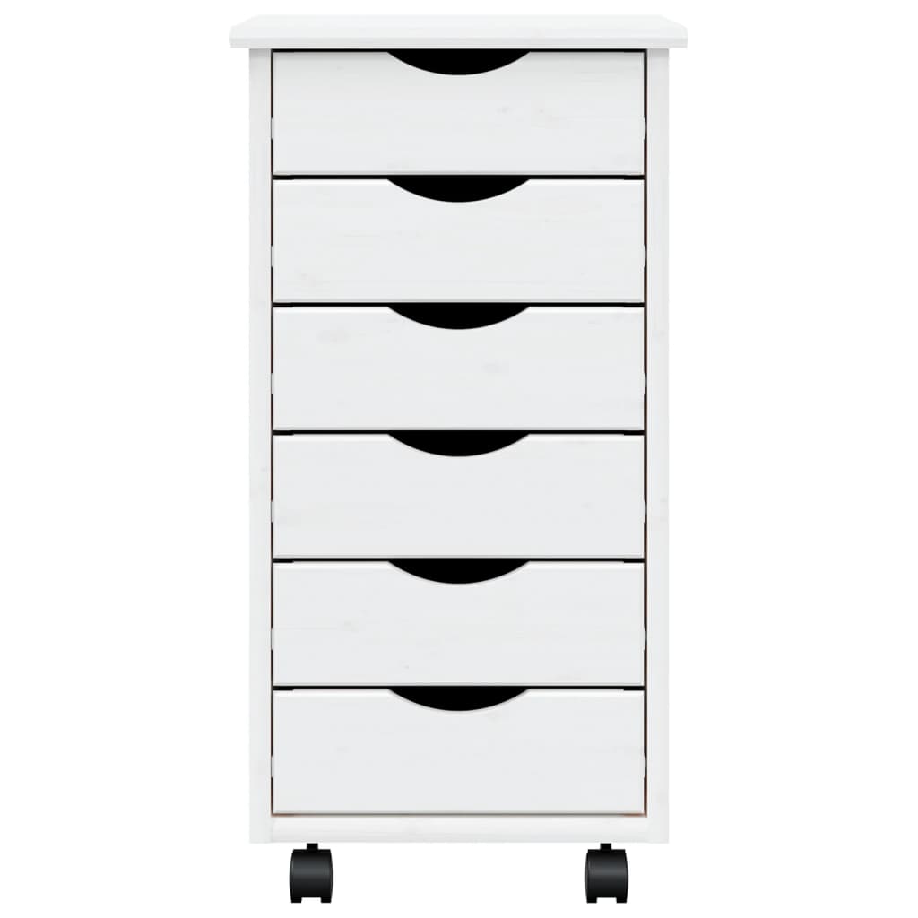 vidaXL Rolling Cabinet with Drawers MOSS White Solid Wood Pine