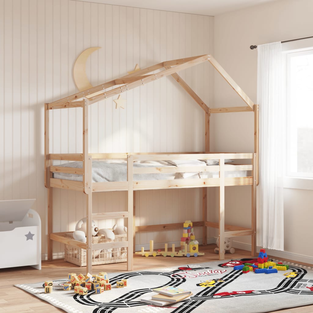 vidaXL Loft Bed with Ladder and Roof without Mattress 80x200 cm