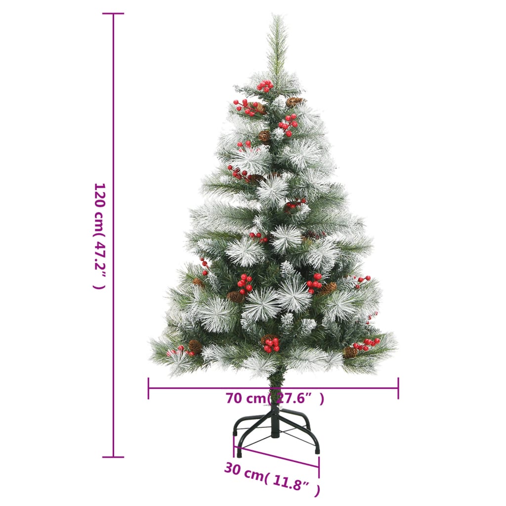 vidaXL Artificial Hinged Christmas Tree with Cones and Berries 120 cm