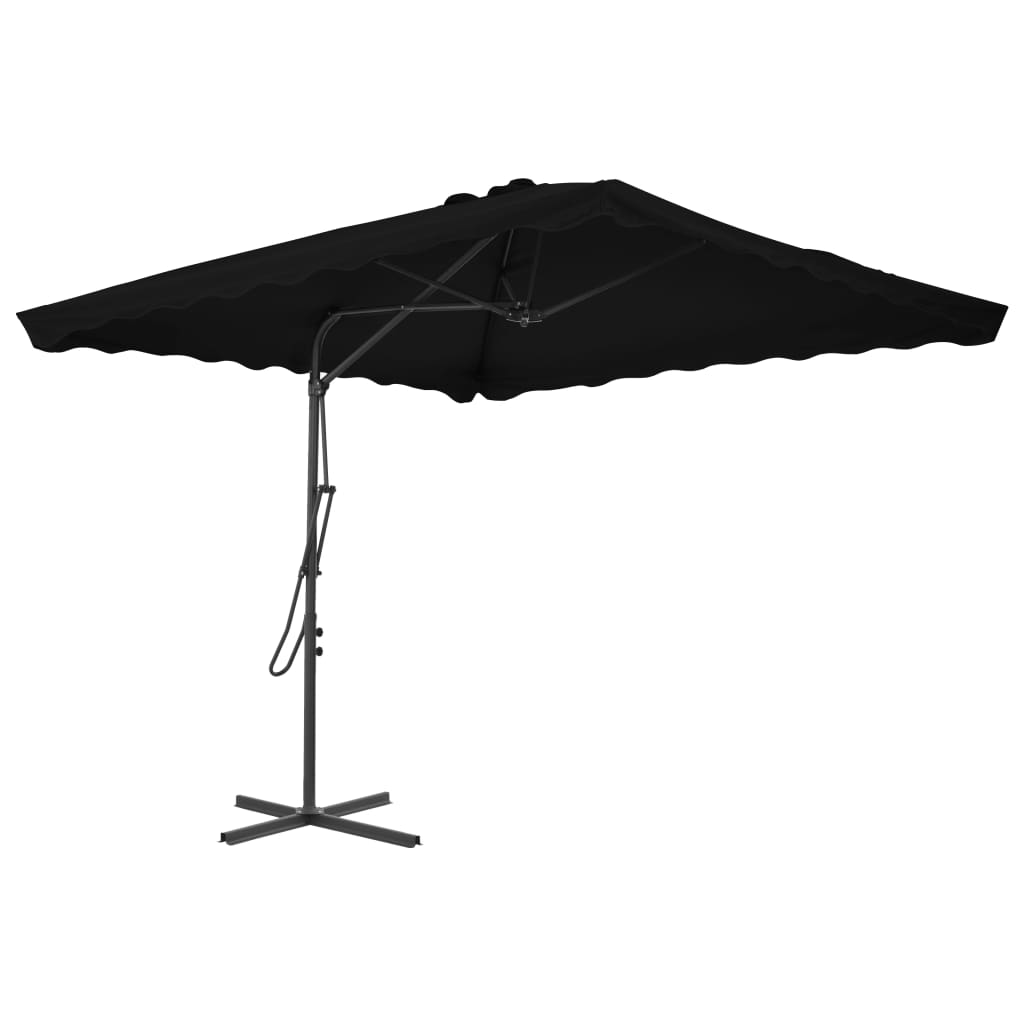 vidaXL Garden Parasol with Steel Pole Black 250x250x230 cm