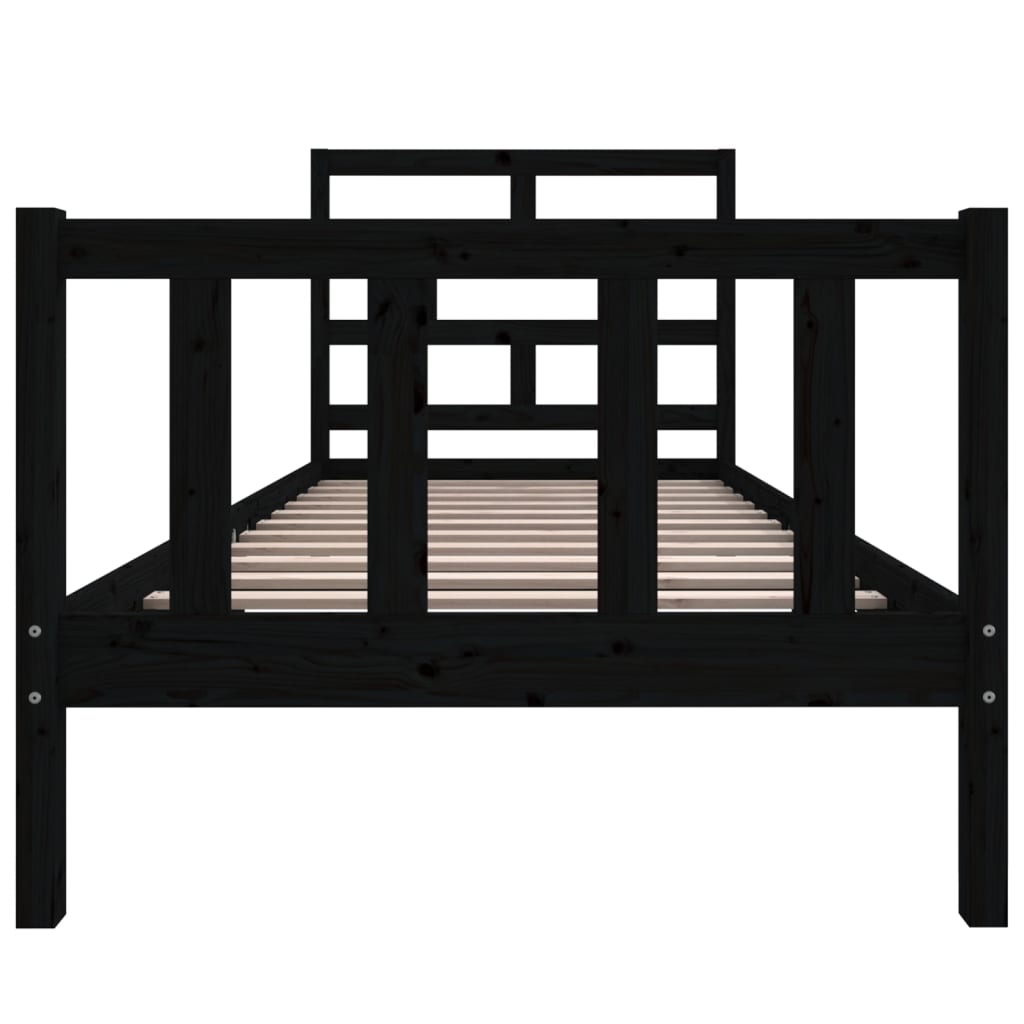 vidaXL Bed Frame without Mattress Black Solid Wood 100x200 cm (810076+814183)