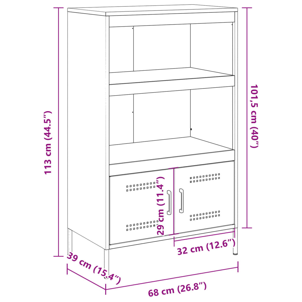 vidaXL Highboard White 68x39x113 cm Steel