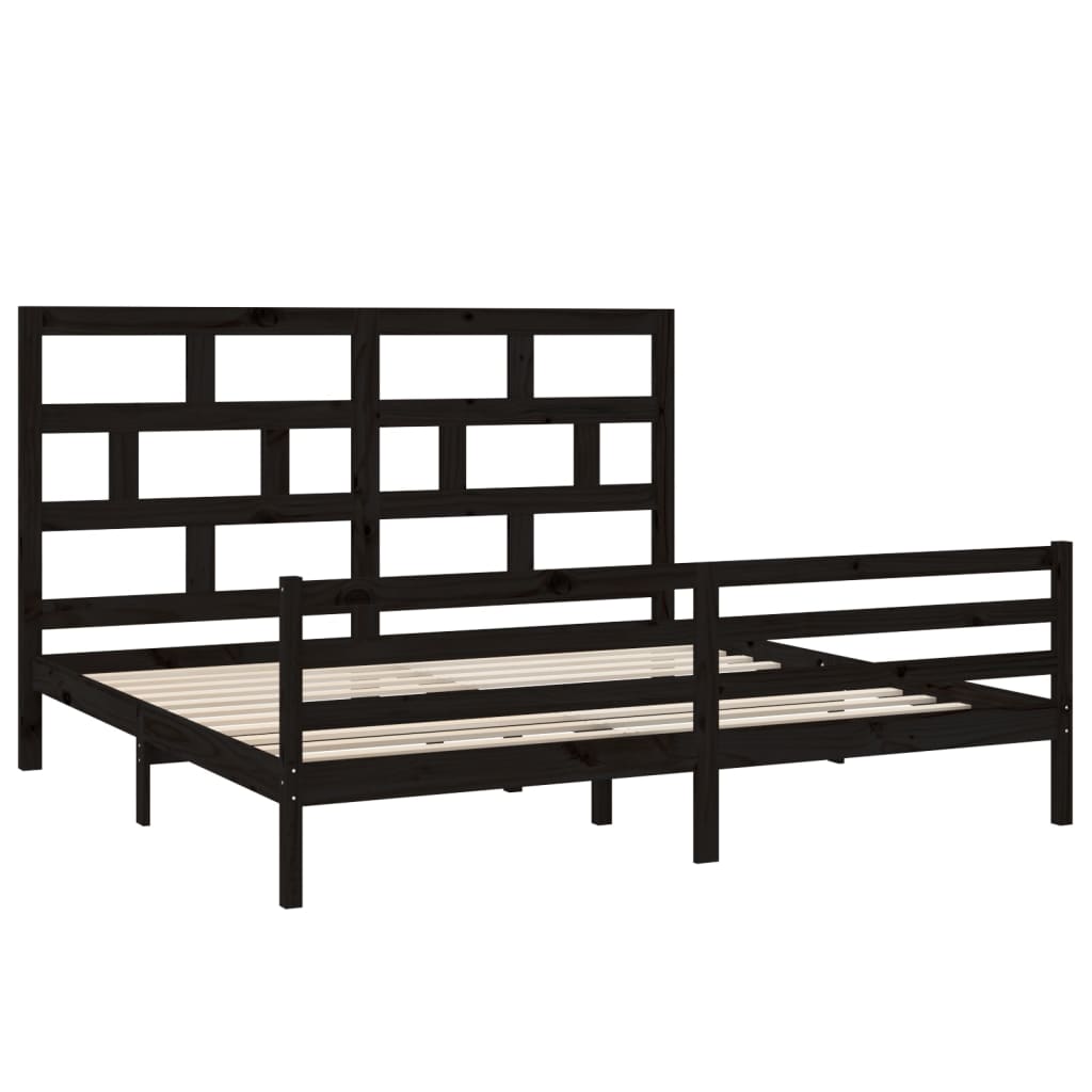 vidaXL Bed Frame without Mattress Black Solid Wood 200x200 cm (810454+814218)