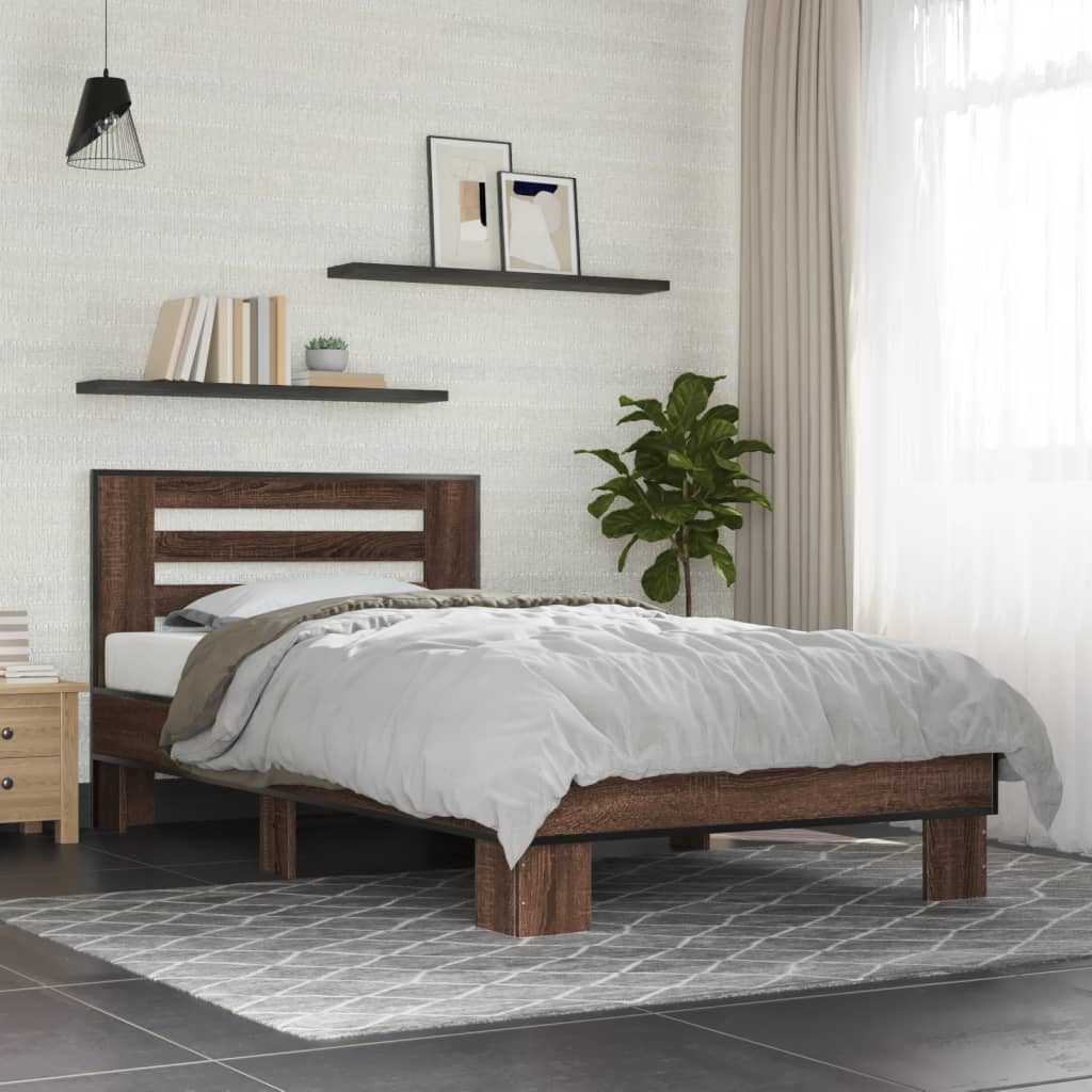 vidaXL Bed Frame without Mattress Brown Oak 75x190 cm Small Single