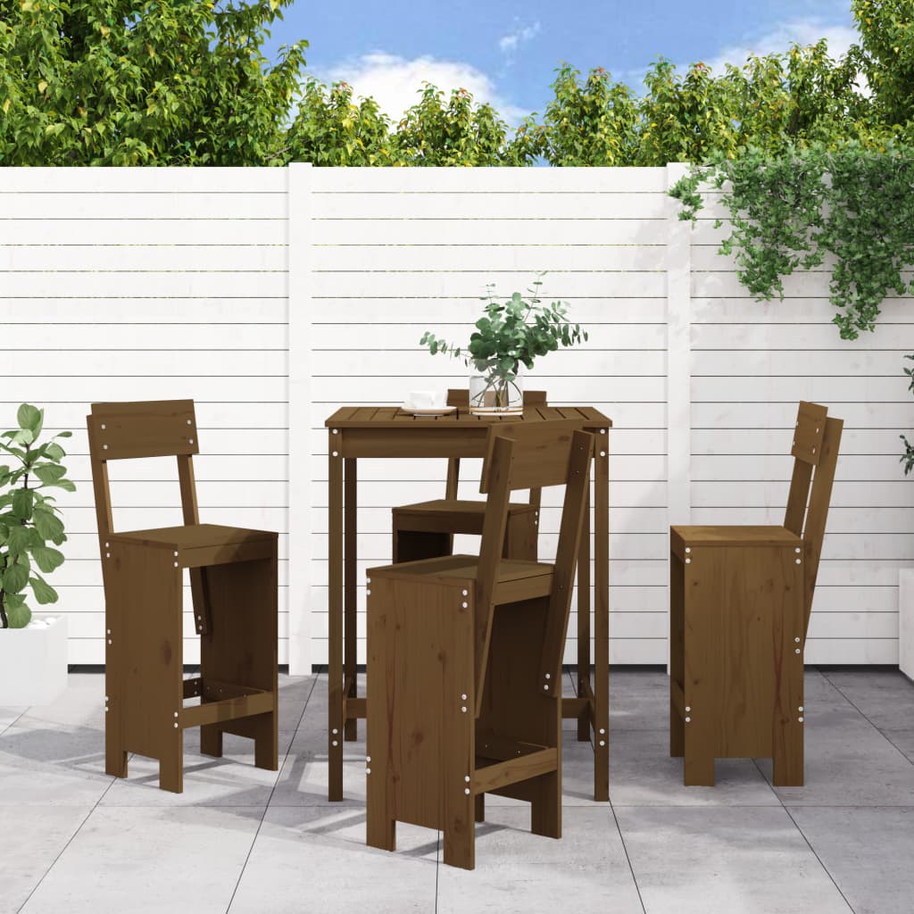 vidaXL 5 Piece Garden Bar Set Honey Brown Solid Wood Pine