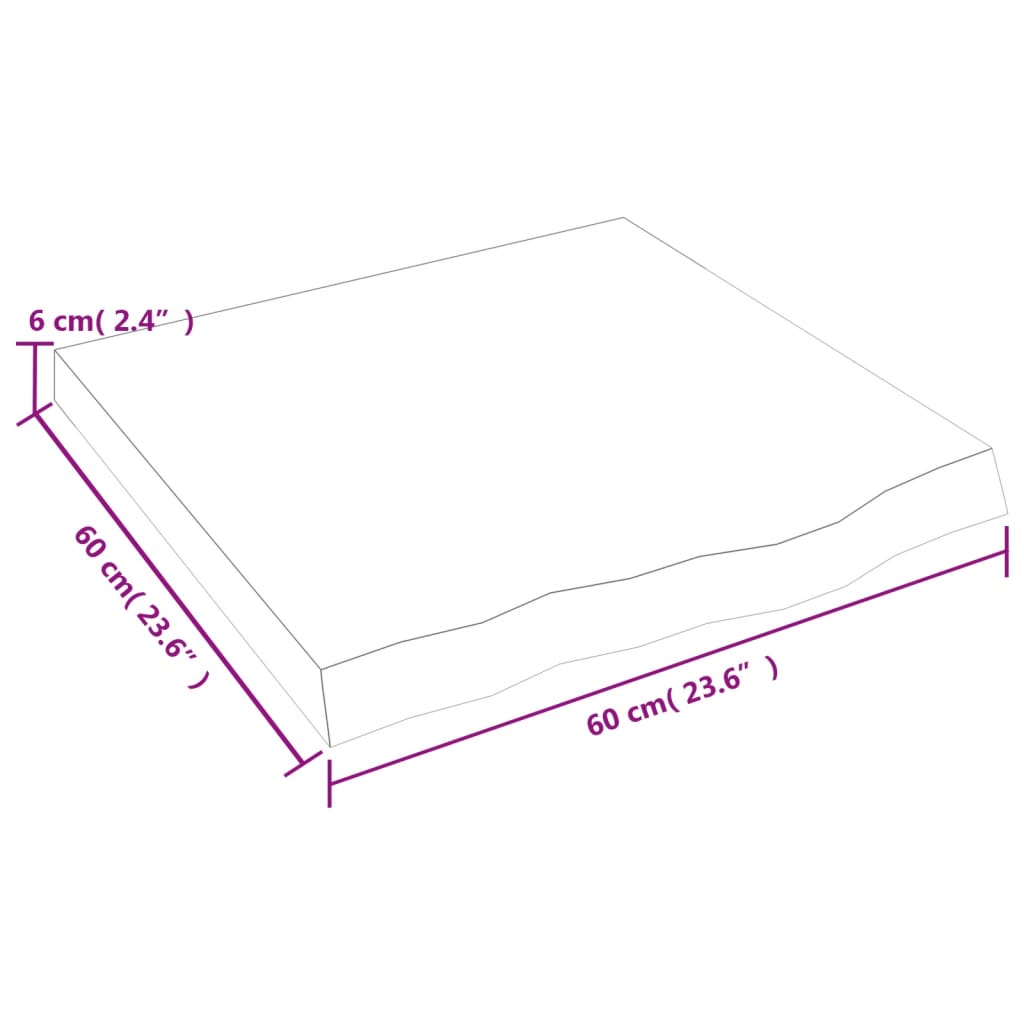 vidaXL Table Top 60x60x(2-6) cm Untreated Solid Wood Oak