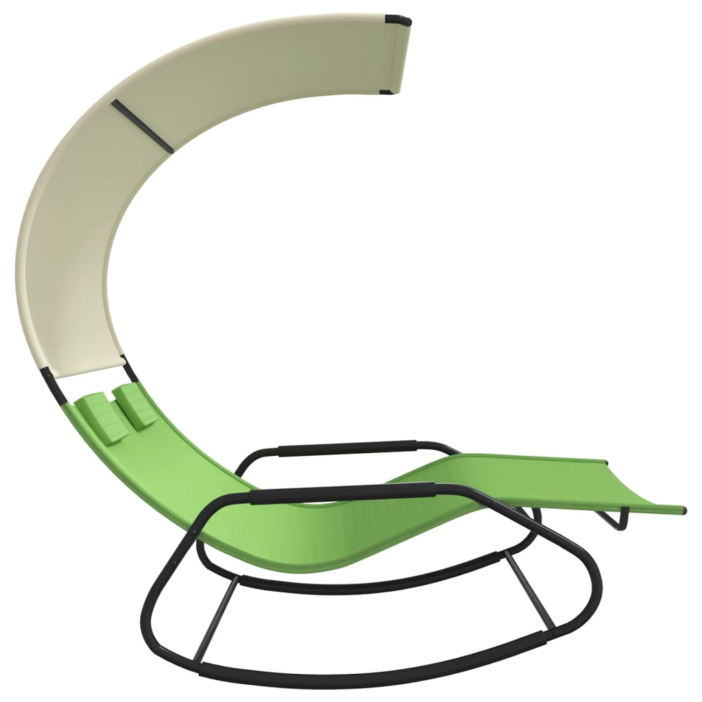 vidaXL Rocking Double Sun Lounger with Canopy Green and Cream