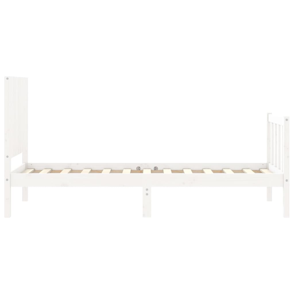 vidaXL Bed Frame without Mattress White Small Single Solid Wood Pine