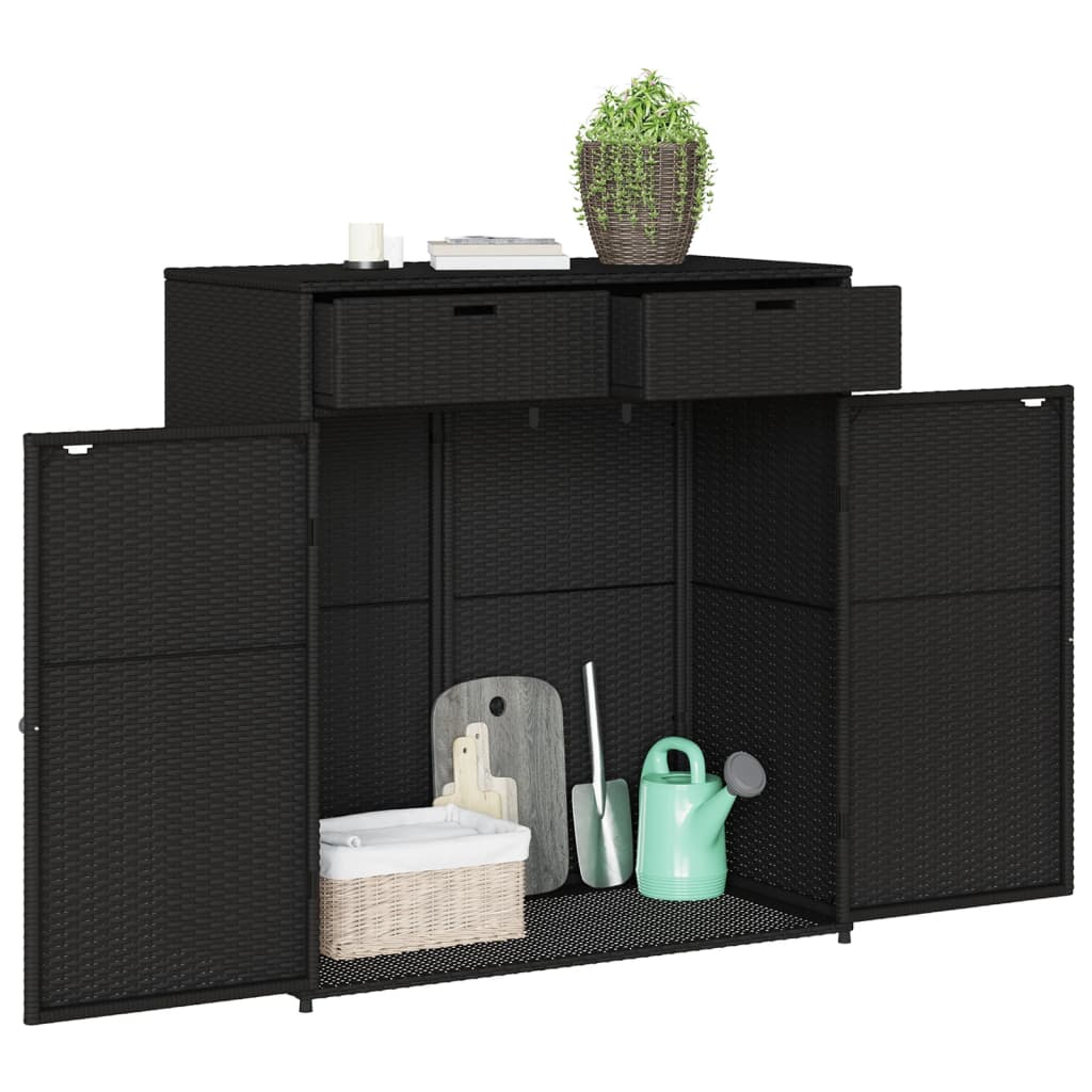 vidaXL Garden Storage Cabinet Black 105x55x113 cm Poly Rattan