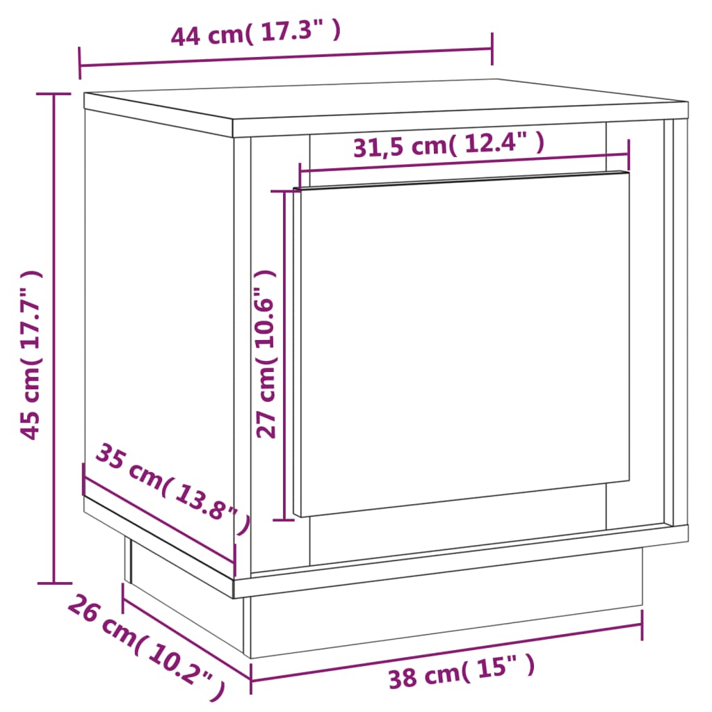 vidaXL Bedside Cabinet Concrete Grey 44x35x45 cm Engineered Wood