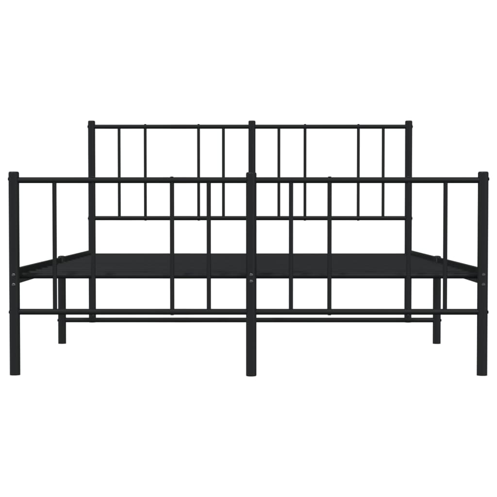 vidaXL Metal Bed Frame without Mattress with Footboard Black 150x200 cm King Size