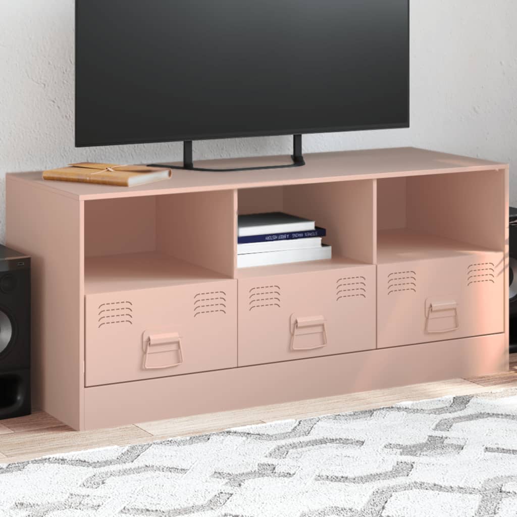 vidaXL TV Cabinet Pink 99x39x44 cm Steel