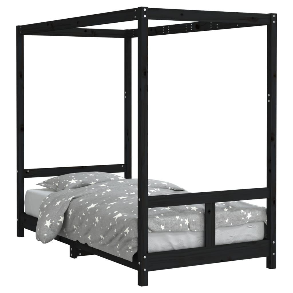 vidaXL Kids Bed Frame Black 80x160 cm Solid Wood Pine