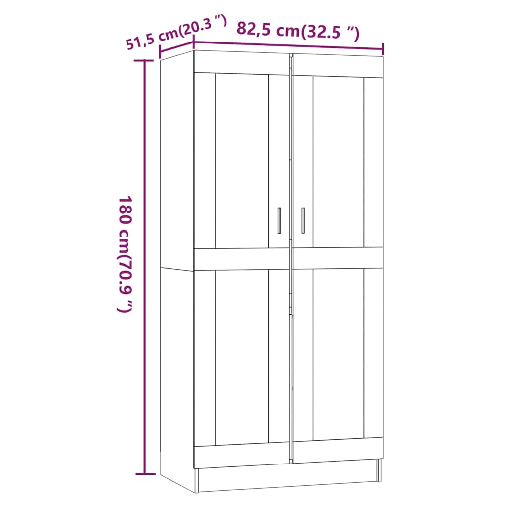 vidaXL Wardrobe Brown Oak 82.5x51.5x180 cm Engineered Wood