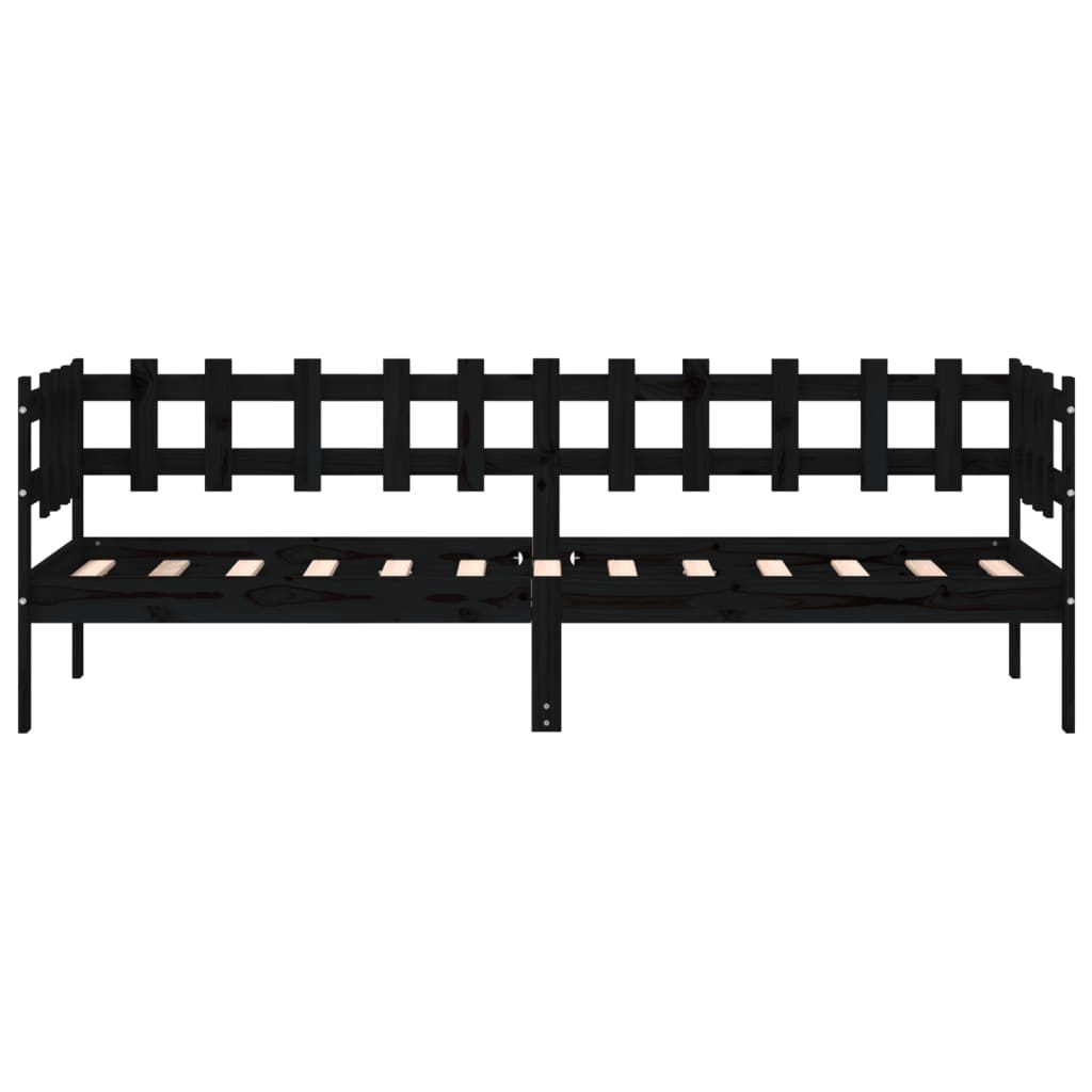 vidaXL Day Bed without Mattress Black 90x200 cm Solid Wood Pine