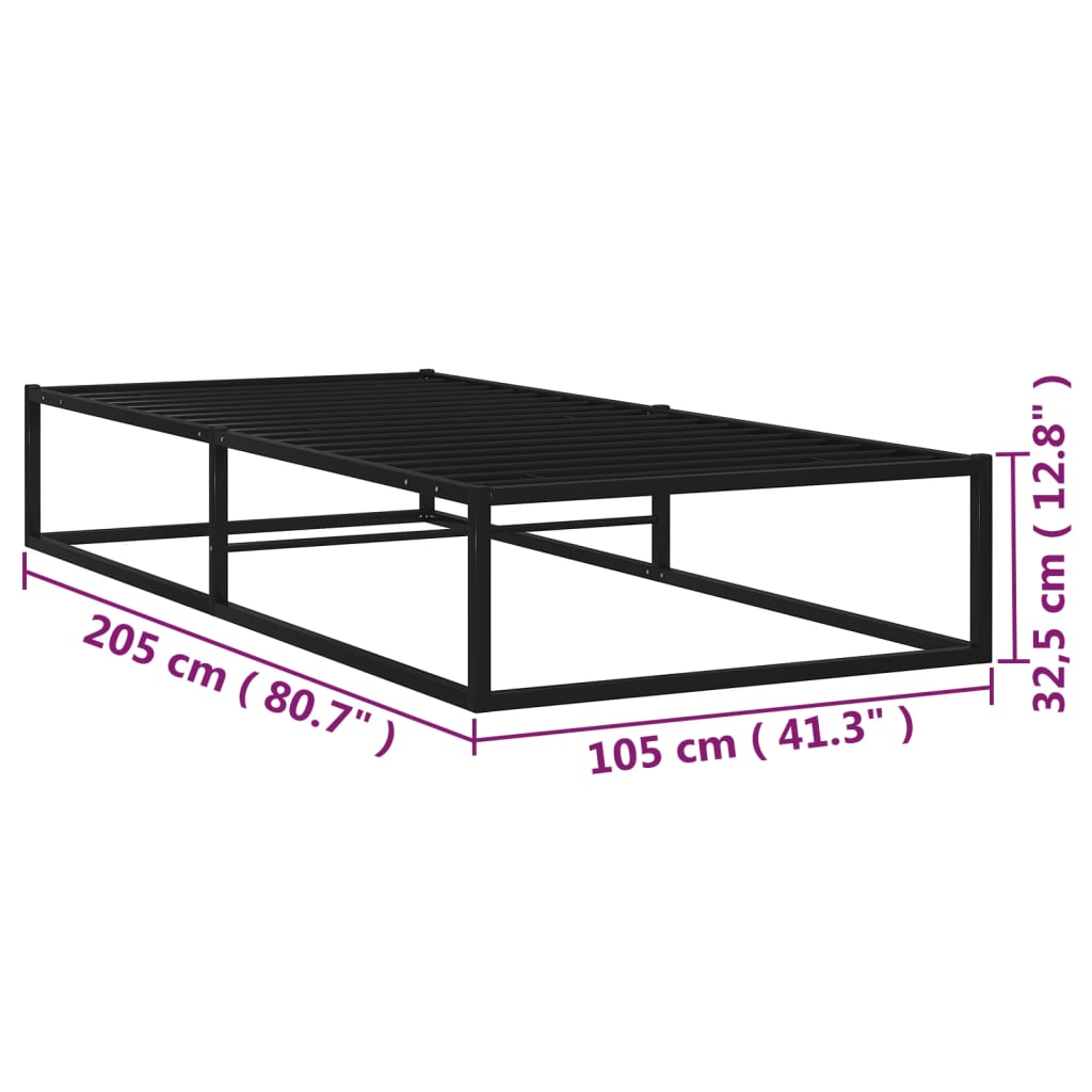 vidaXL Bed Frame without Mattress Black Metal 100x200 cm