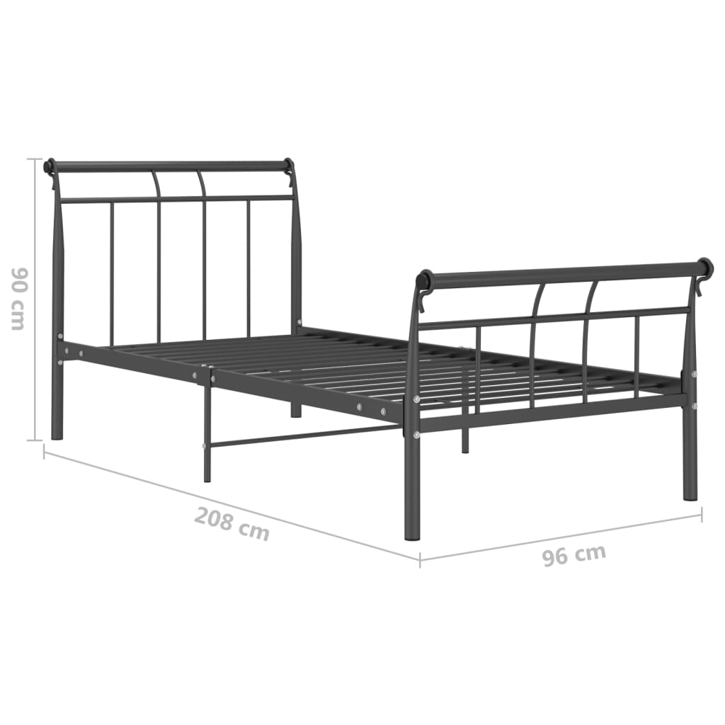 vidaXL Bed Frame without Mattress Black Metal 90x200 cm