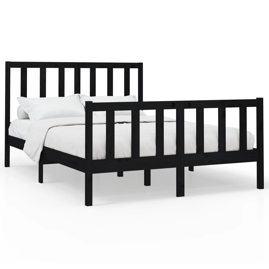 vidaXL Bed Frame without Mattress Black 120x200 cm Solid Wood Pine