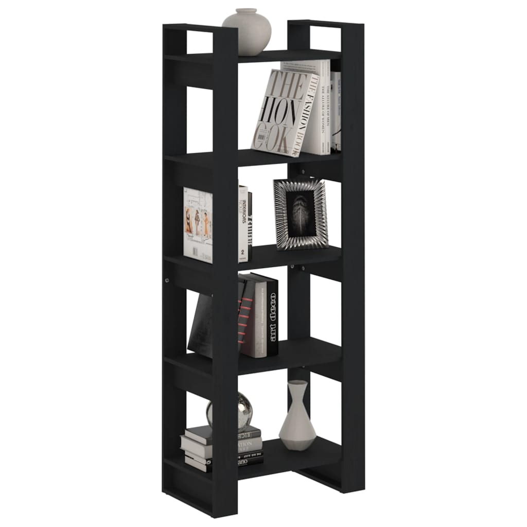 vidaXL Book Cabinet/Room Divider Black 60x35x160 cm Solid Wood